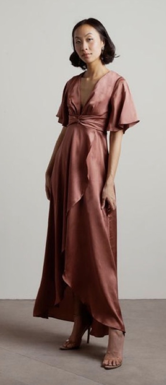 💐NWOT💐 Honey Dress Day Deep Rose Gold Metallic Satin Dress - size M
